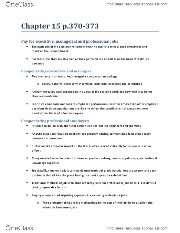 HROB 2100 Chapter Notes - Chapter 15-16: Piece Work, Executive Compensation, Gender Pay Gap thumbnail