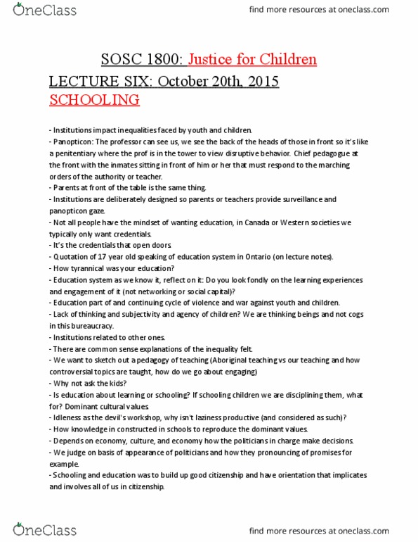 HREQ 1800 Lecture Notes - Lecture 6: Jeremy Bentham, Aryan Race, Critical Pedagogy thumbnail