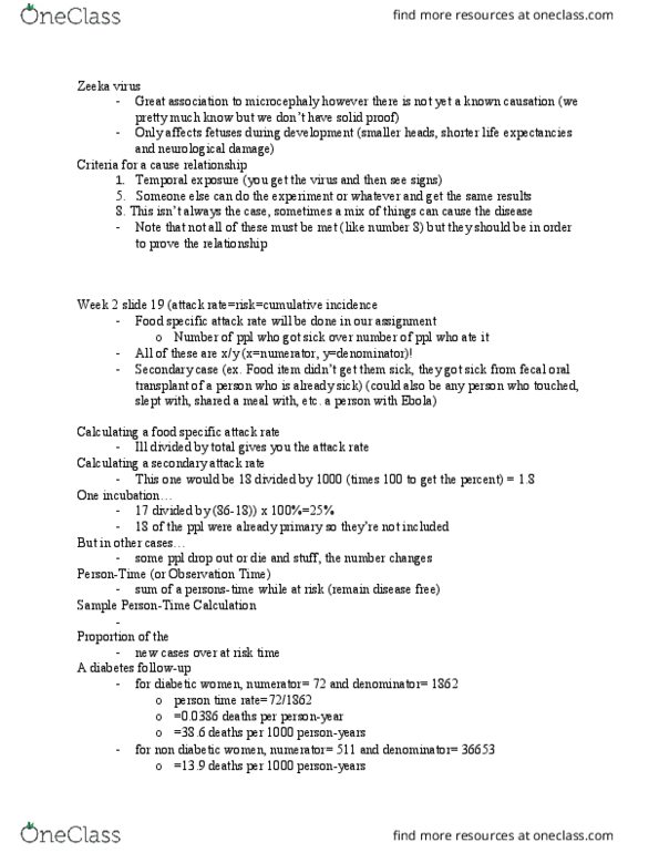 ENH 122 Lecture Notes - Lecture 2: Cumulative Incidence, Prostate Cancer, Microcephaly thumbnail