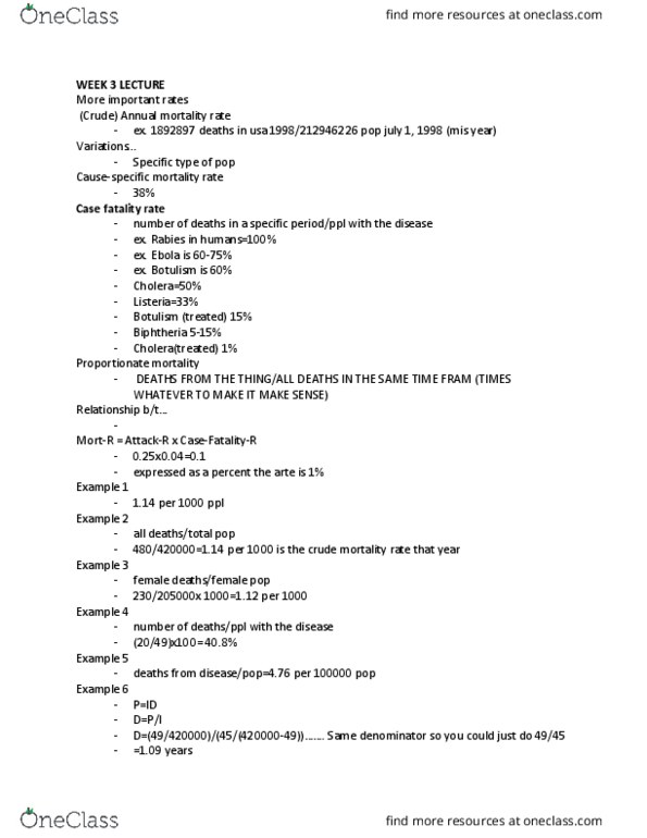 ENH 122 Lecture Notes - Lecture 3: Case Fatality Rate, Botulism, Cholera thumbnail