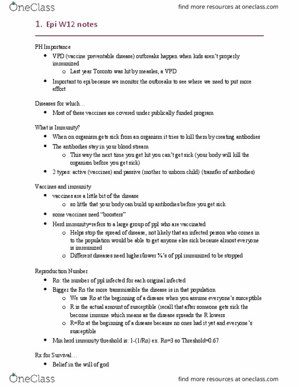 ENH 122 Lecture Notes - Lecture 12: Smallpox, Herd Immunity, Antibody thumbnail