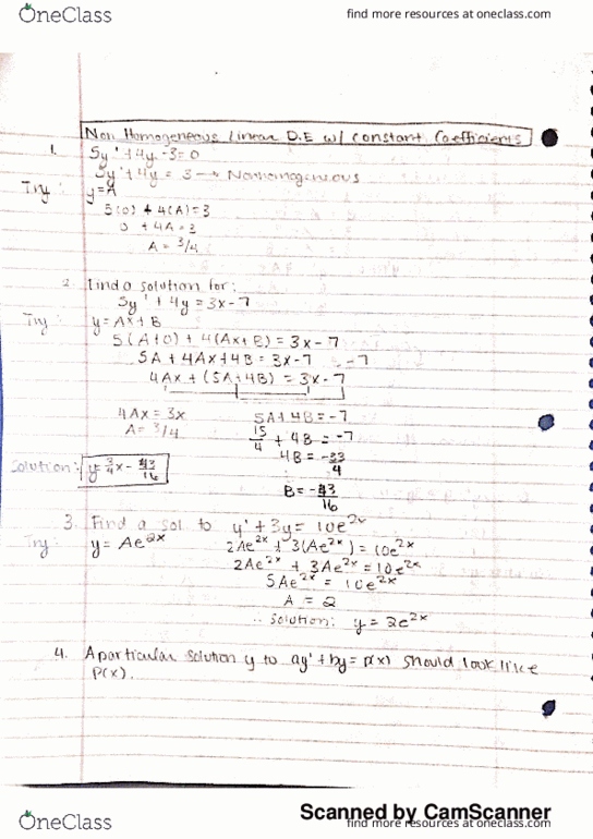 MATH 1251 Lecture 8: Homogenous Linear Differential Equations With Constant Coefficients thumbnail