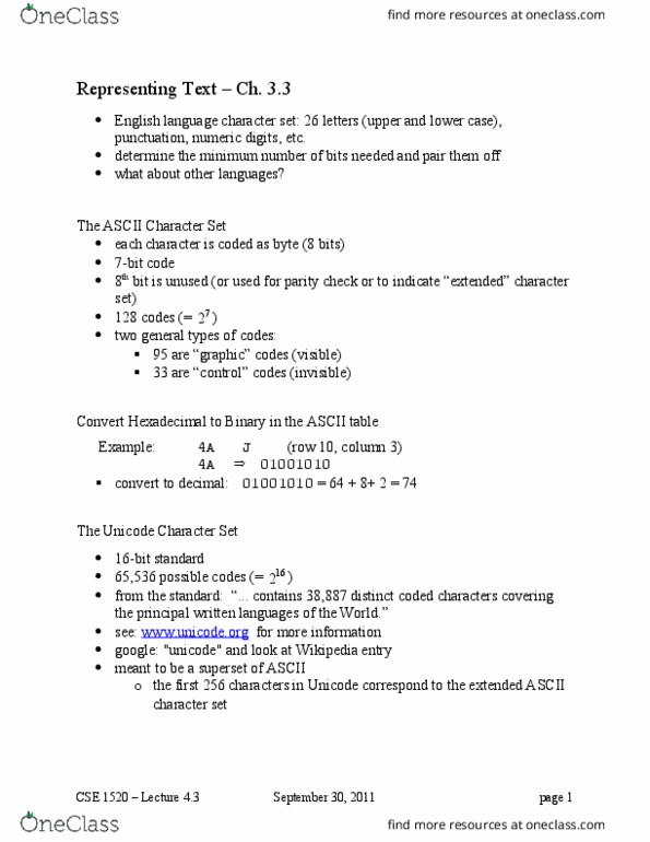 EECS 1520 Chapter Notes - Chapter 3: Bundesautobahn 66, Huffman Coding, Extended Ascii thumbnail