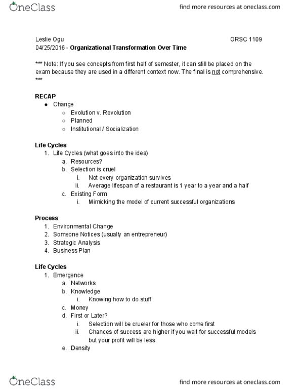 ORSC 1109 Lecture 24: Organizational Transformation Over Time thumbnail