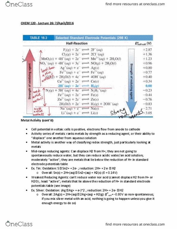 CHEM 120 Lecture Notes - Lecture 27: Proton-Exchange Membrane, Magnesium Oxide, Lithium Battery thumbnail