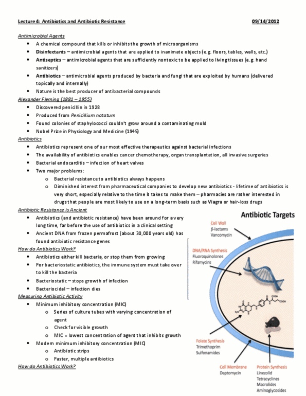 Microbiology and Immunology 2500A/B Lecture Notes - Minimum Inhibitory Concentration, Penicillin Binding Proteins, Glycopeptide Antibiotic thumbnail