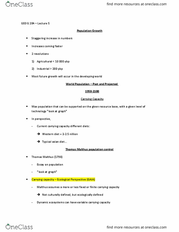 GEOG 204 Lecture Notes - Lecture 5: Population Momentum, Mortality Rate, Demographic Transition thumbnail