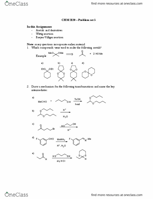 CHM 1321 Lecture Notes - Lecture 33: Alkyne, Wittig Reaction, Cyclopentanone thumbnail