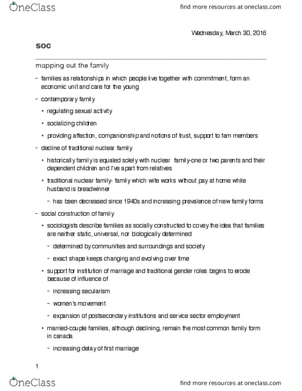 SOC101Y1 Lecture Notes - Lecture 17: Household Division, Extended Family, Fetus thumbnail