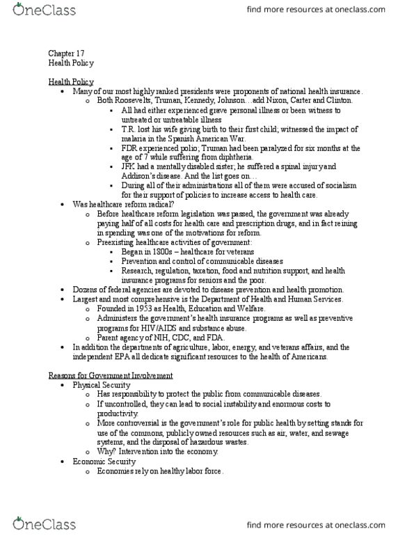 POLI 172 Lecture Notes - Lecture 1: Medical Savings Account, Physical Security, Food Policy thumbnail