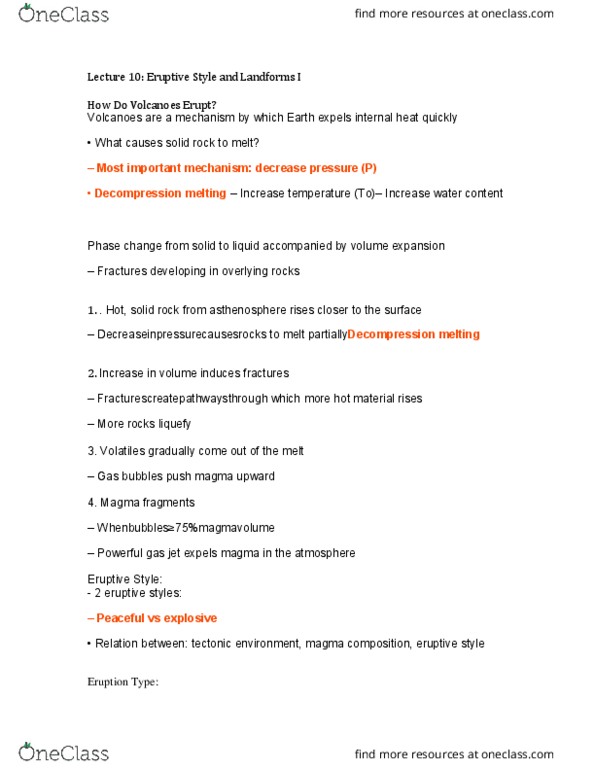 ERTH 2415 Lecture Notes - Lecture 10: Volcanic Plateau, Shield Volcano, Lava Dome thumbnail