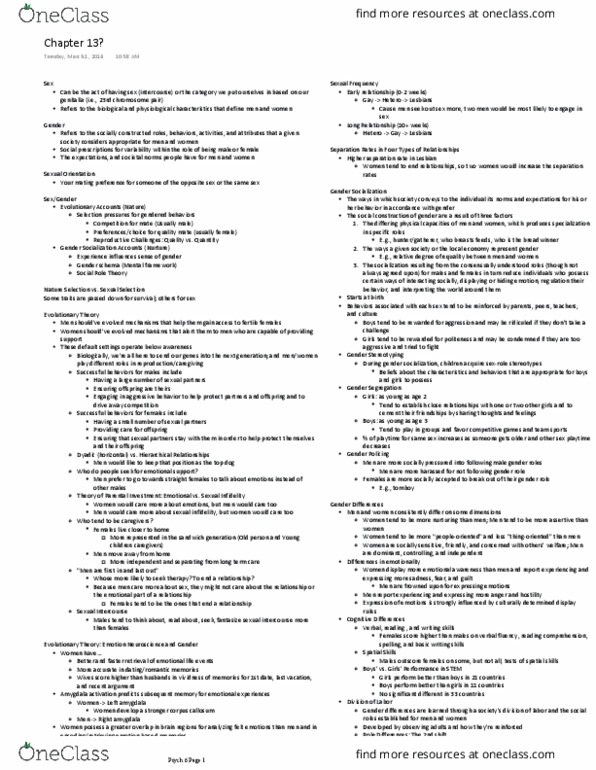 PSYC 6 Lecture Notes - Lecture 15: Sexual Intercourse, Gender Role, Brad Delson thumbnail