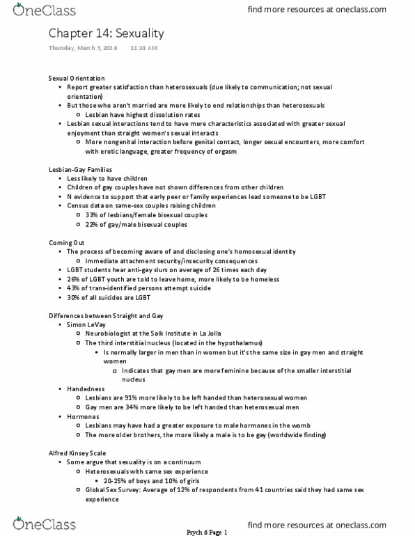 PSYC 6 Lecture Notes - Lecture 17: Orgasm, Kinsey Scale, Handedness thumbnail