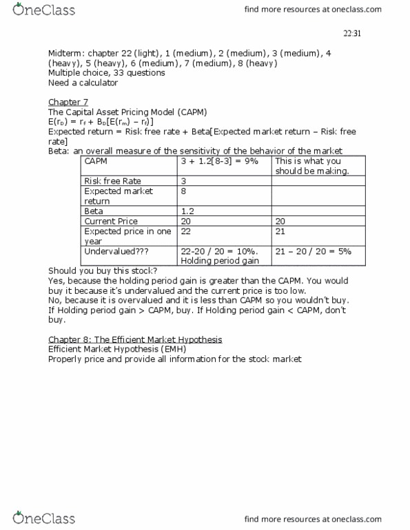 ECON 132A Lecture Notes - Lecture 7: Capital Asset Pricing Model, Efficient-Market Hypothesis, Expected Return thumbnail