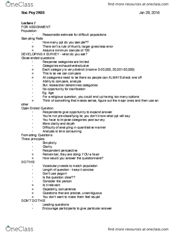 SOCPSY 2K03 Lecture Notes - Lecture 7: Psy, Jargon, Precoding thumbnail