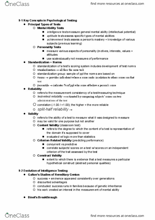 PSYC 1010 Chapter Notes - Chapter 9: Flynn Effect, Employment Testing, Savant Syndrome thumbnail