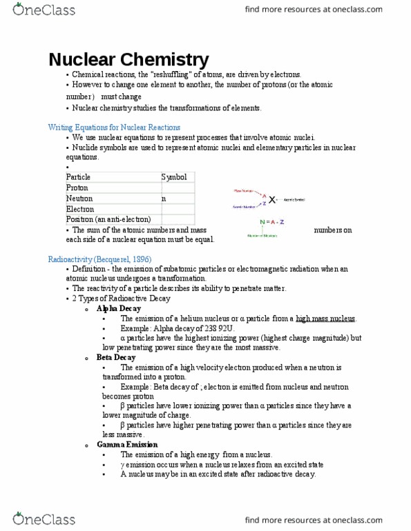 CHEM 0420 Lecture Notes - Lecture 10: Ester, Nuclear Fusion, Half-Life thumbnail