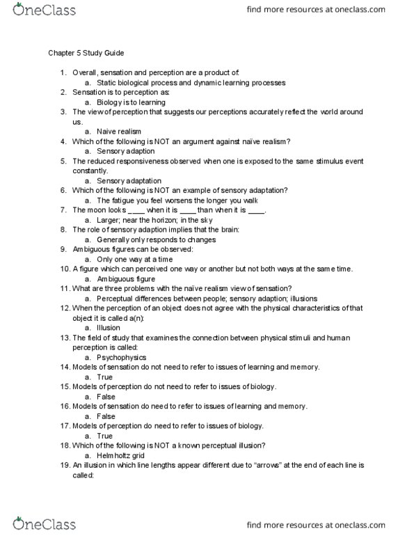 PSY 1012 Lecture Notes - Lecture 15: Detection Theory, Pastry Chef, Neural Adaptation thumbnail