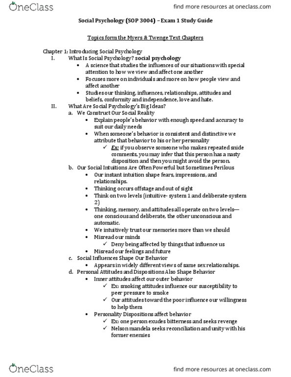 SOP 3004 Lecture Notes - Lecture 3: Laboratory Life, Peer Pressure, Random Assignment thumbnail