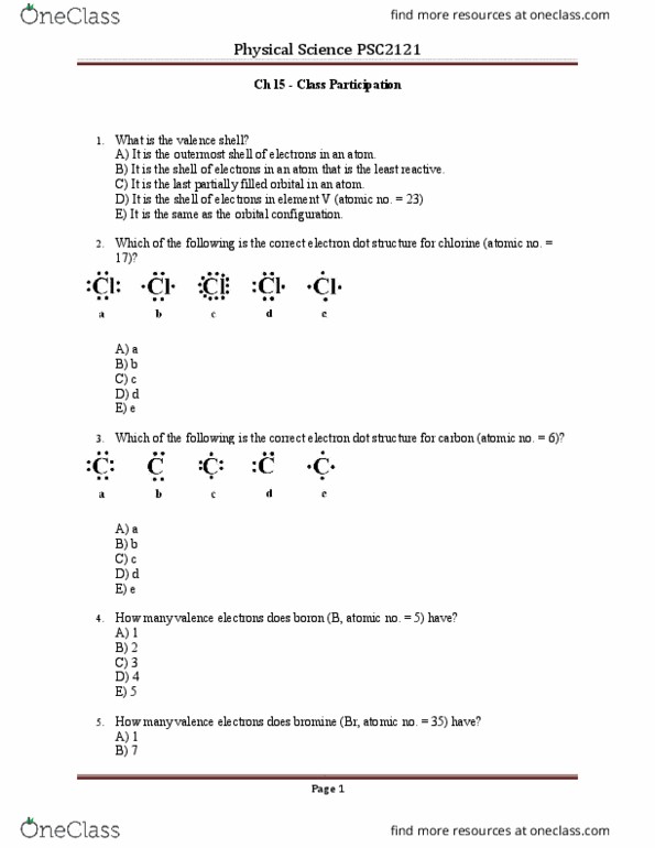 PSC 2121 Lecture Notes - Lecture 2: Boron, Bromine, Chemical Formula thumbnail