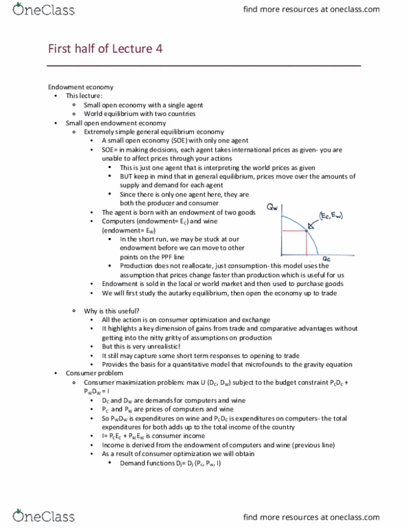 ECON 121 Lecture Notes - Lecture 4: Budget Constraint, Autarky, Homothetic Preferences thumbnail