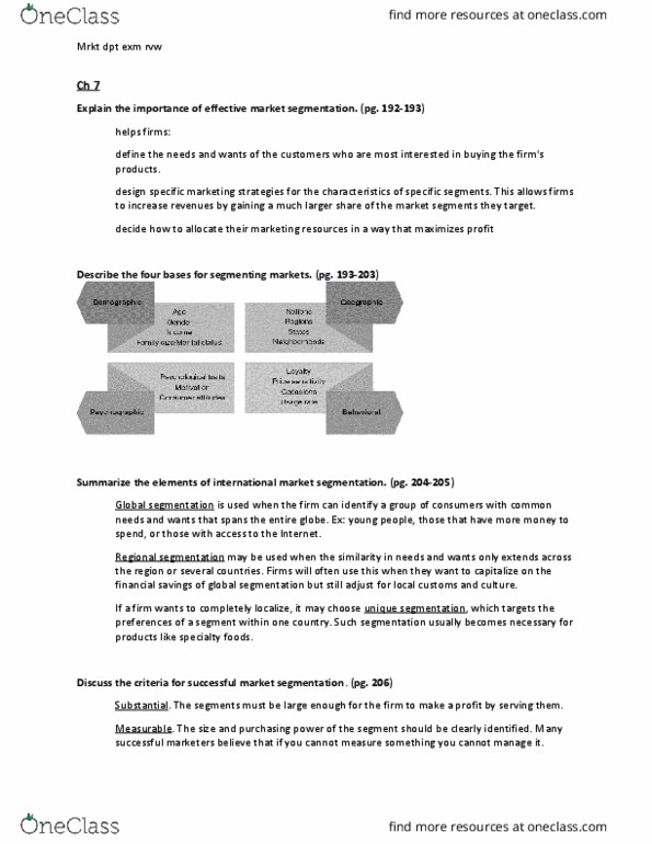 QMB 3600 Lecture Notes - Lecture 9: Market Segmentation, Marketing Mix, Consumer Privacy thumbnail