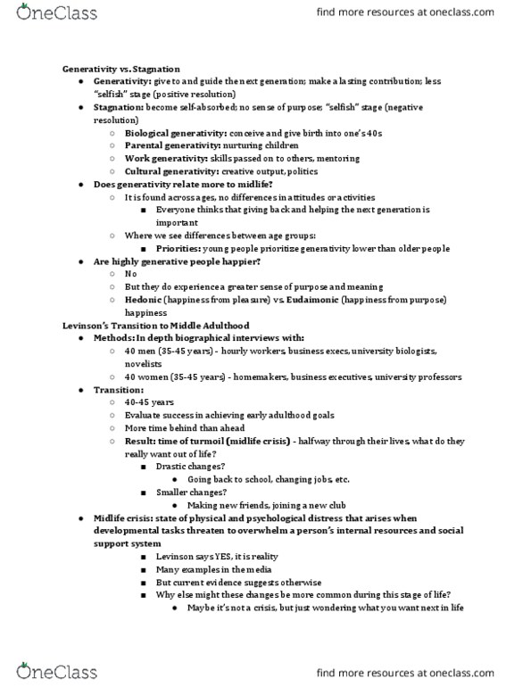 PSYCH 250 Lecture Notes - Lecture 19: Midlife Crisis, Sandwich Generation thumbnail