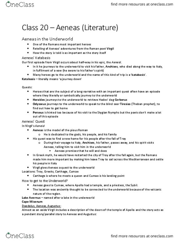 CLAS 2520 Lecture 20: Aeneas Literature Part 1 thumbnail
