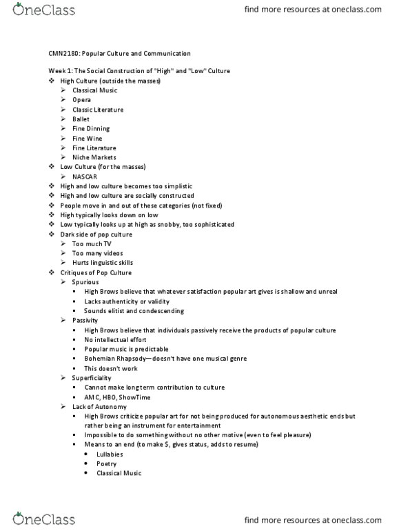 CMN 2180 Lecture Notes - Lecture 1: The Yes Album, Led Zeppelin, Dexter Morgan thumbnail