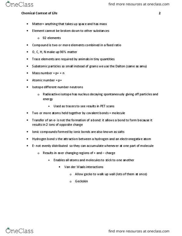 BIL 150 Chapter Notes - Chapter 2: Radionuclide, Unified Atomic Mass Unit, Mass Number thumbnail