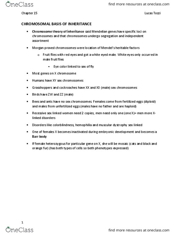 BIL 150 Chapter Notes - Chapter 15: Cri Du Chat, Chromosomal Translocation, Sister Chromatids thumbnail