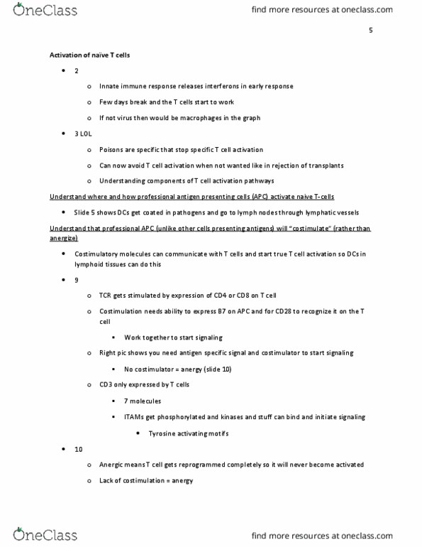 MIC 321 Lecture Notes - Lecture 13: Antigen-Presenting Cell, Pattern Recognition Receptor, Co-Stimulation thumbnail