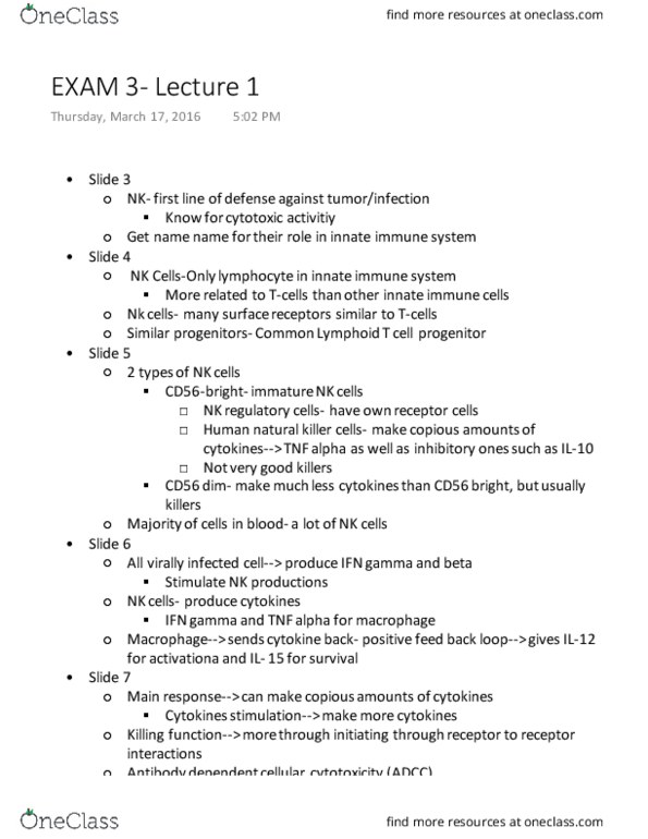 MIC 321 Lecture Notes - Lecture 15: Cytotoxic T Cell, Interferon Gamma, Neural Cell Adhesion Molecule thumbnail