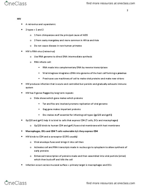 MIC 321 Lecture Notes - Lecture 21: Sooty Mangabey, Viral Envelope, Gp41 thumbnail