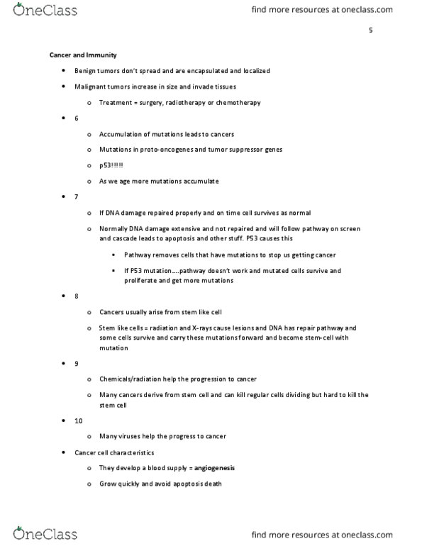 MIC 321 Lecture Notes - Lecture 24: Cancer Immunology, Tumor Suppressor Gene, Adaptive Immune System thumbnail