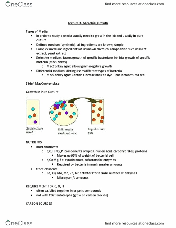 MICR 221 Lecture Notes - Lecture 3: Meat Extract, Lithotroph, Yeast Extract thumbnail