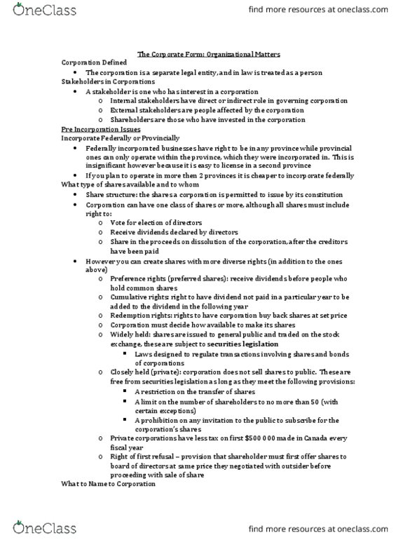 Management and Organizational Studies 2275A/B Lecture Notes - Lecture 6: Canadian Business, Breast Cancer, Due Diligence thumbnail