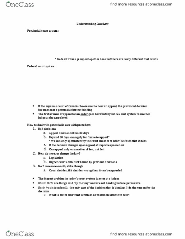 Management and Organizational Studies 2276A/B Lecture Notes - Lecture 1: Obiter Dictum, Provincial And Territorial Courts In Canada, Meeting Of The Minds thumbnail