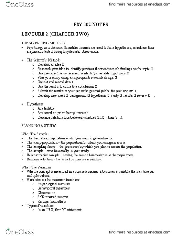 PSY 102 Lecture Notes - Lecture 2: Blind Experiment, Demand Characteristics, Nocebo thumbnail