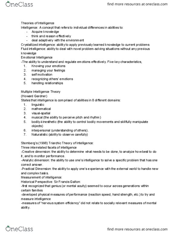 PSYC 111 Lecture Notes - Lecture 9: Fluid And Crystallized Intelligence, Normal Distribution, Lewis Terman thumbnail