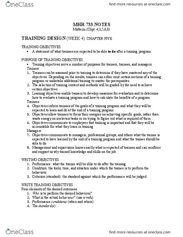 MHR 733 Lecture Notes - Lecture 4: Goal Orientation, Jargon, Overlearning thumbnail