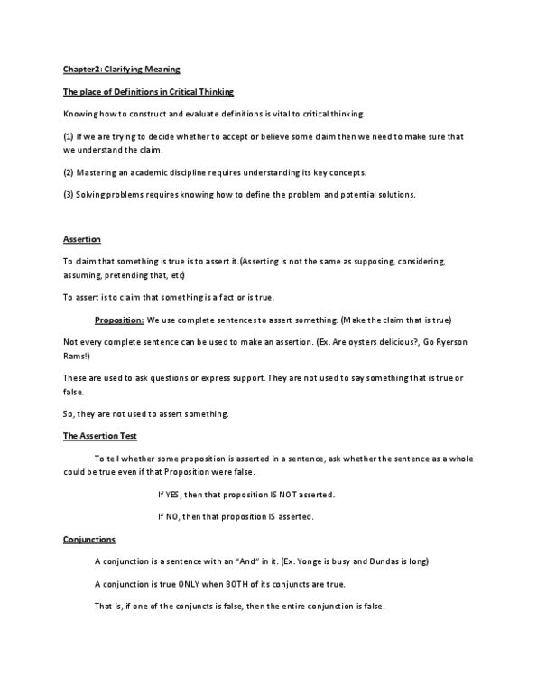SSH 105 Lecture Notes - Ryerson Rams, Critical Thinking, Counterexample thumbnail