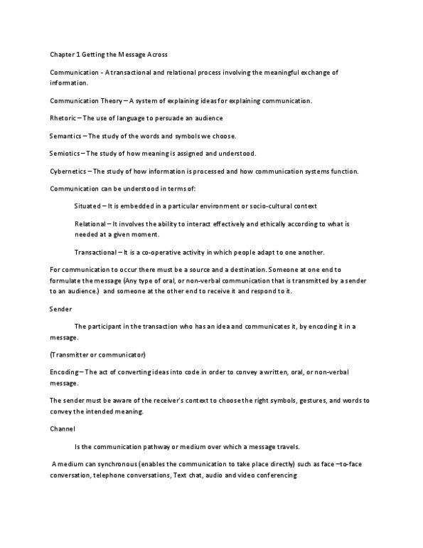 CMN 124 Lecture Notes - Nonverbal Communication, Videotelephony, Online Chat thumbnail