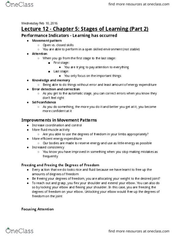 KP161 Lecture Notes - Lecture 12: Slow Learner, Descriptive Knowledge, Procedural Knowledge thumbnail