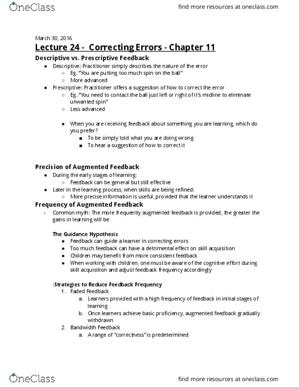 KP161 Lecture Notes - Lecture 24: Error Detection And Correction, Reinforcement thumbnail