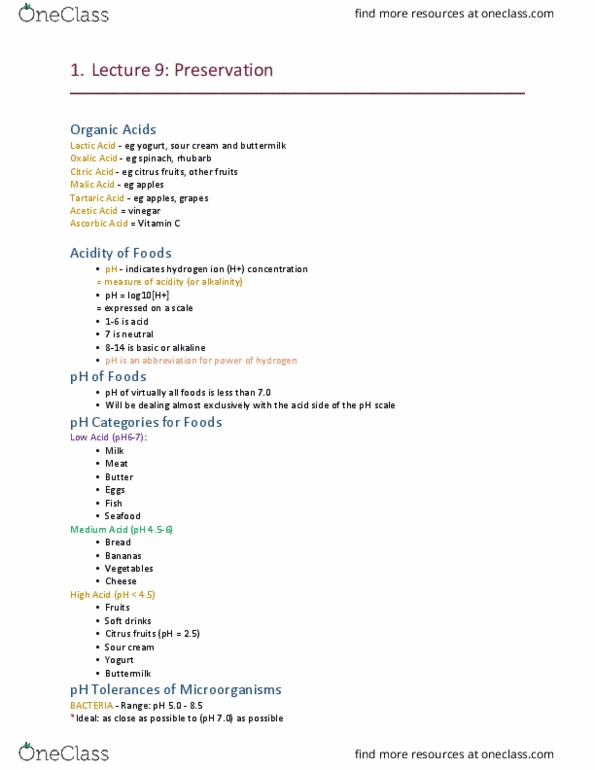 HTM 2700 Lecture Notes - Lecture 9: Maple Syrup, Rhizopus, Tartaric Acid thumbnail