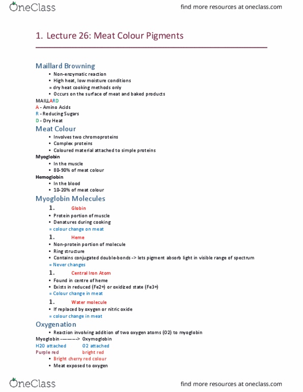 HTM 2700 Lecture Notes - Lecture 26: Nitroso, Corned Beef, Bacon thumbnail