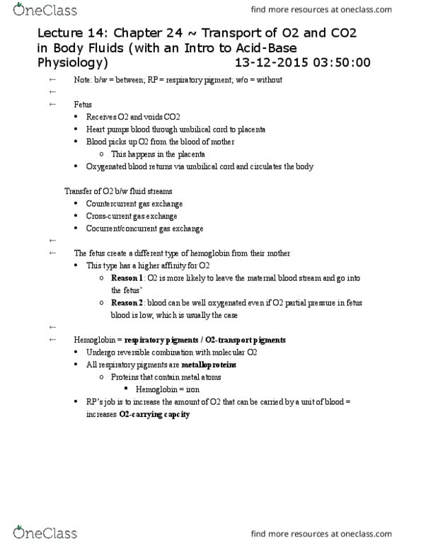 BIOB34H3 Chapter Notes - Chapter 24: Partial Pressure, Respiratory Pigment, Red thumbnail