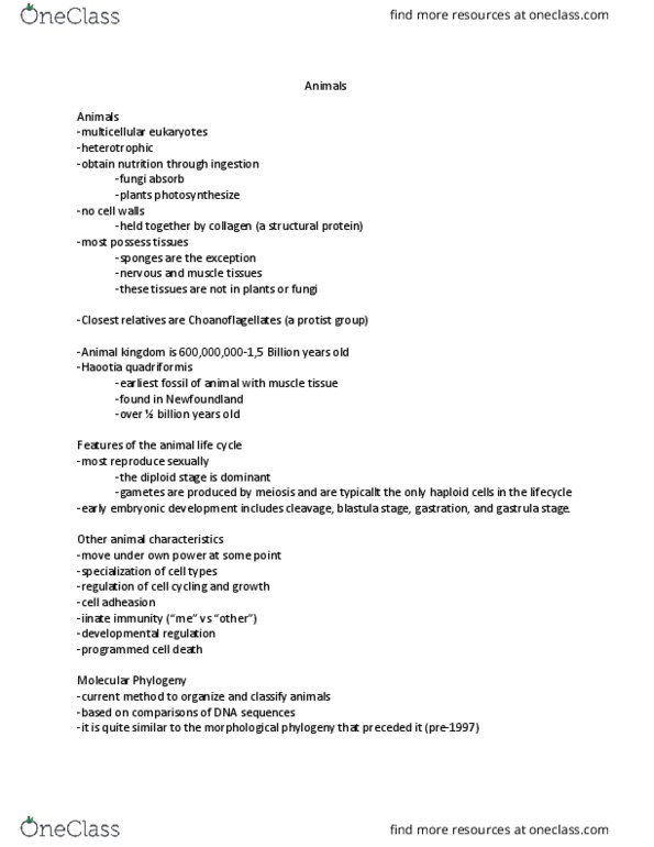 BIOL 211 Lecture Notes - Lecture 6: Deuterostome, Blastocoel, Egg Cell thumbnail