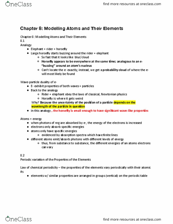 CHMA10H3 Chapter Notes - Chapter 8: Periodic Trends, Metallic Bonding, Covalent Radius thumbnail